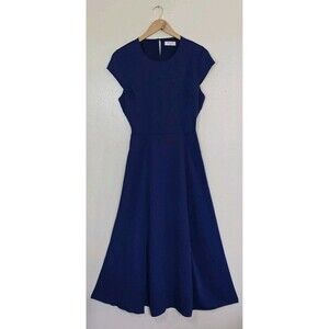 Babaton Aritzia Hamptons Blue Midi Dress Back Cut Out Side Slit Womens Size 6